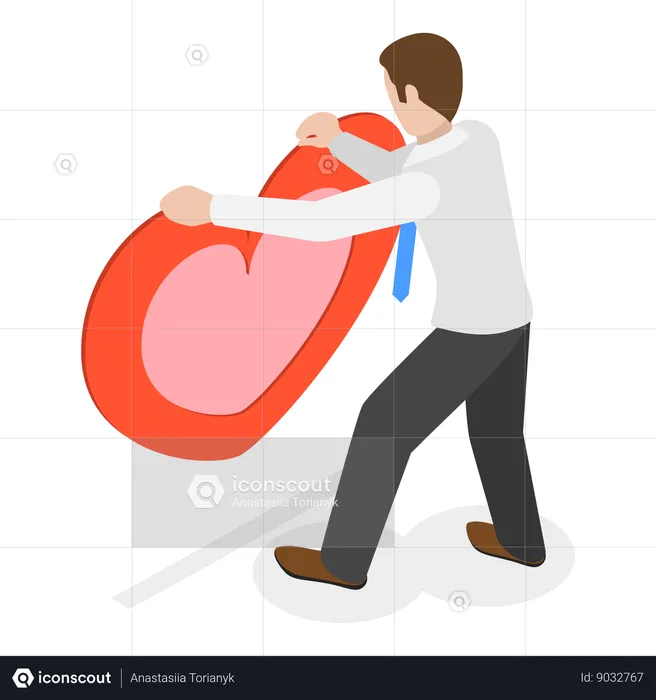 Man with heart shape carpet  Illustration