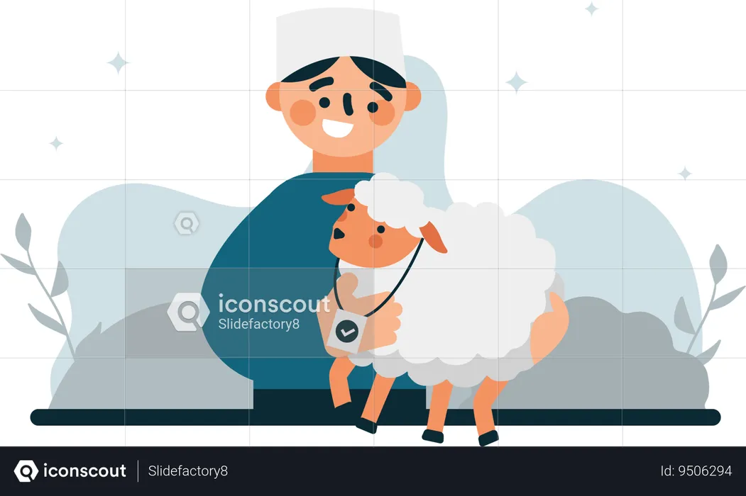 Man with his goat  Illustration