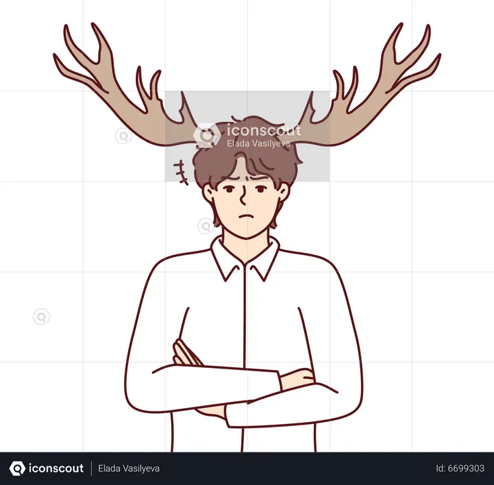 Man with horns on head  Illustration