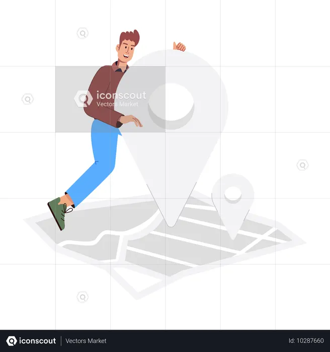 Man with house Location  Illustration