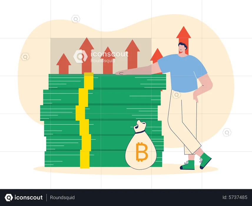 Man with huge crypto profit  Illustration