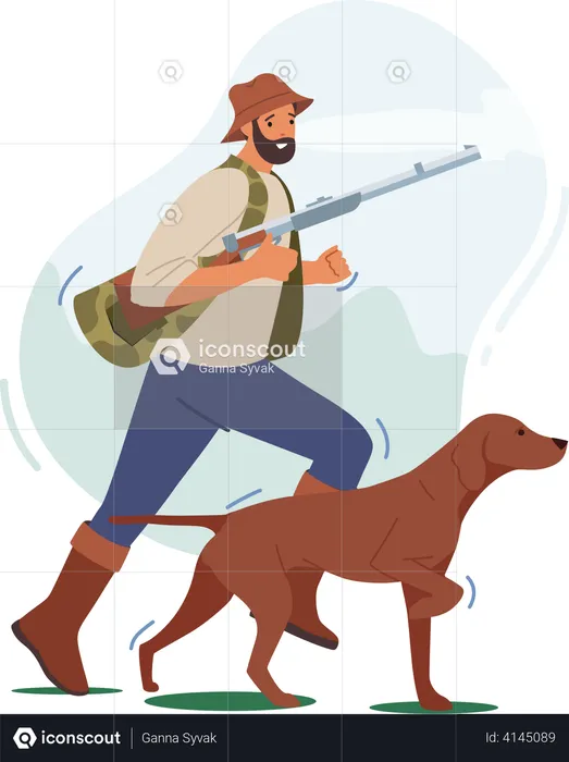 Man with hunting hobby  Illustration