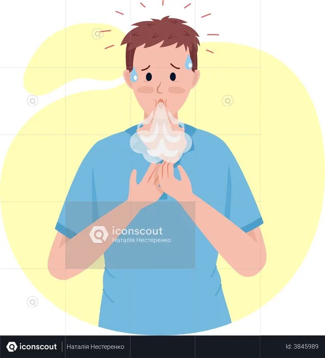 Man with hypoxia  Illustration