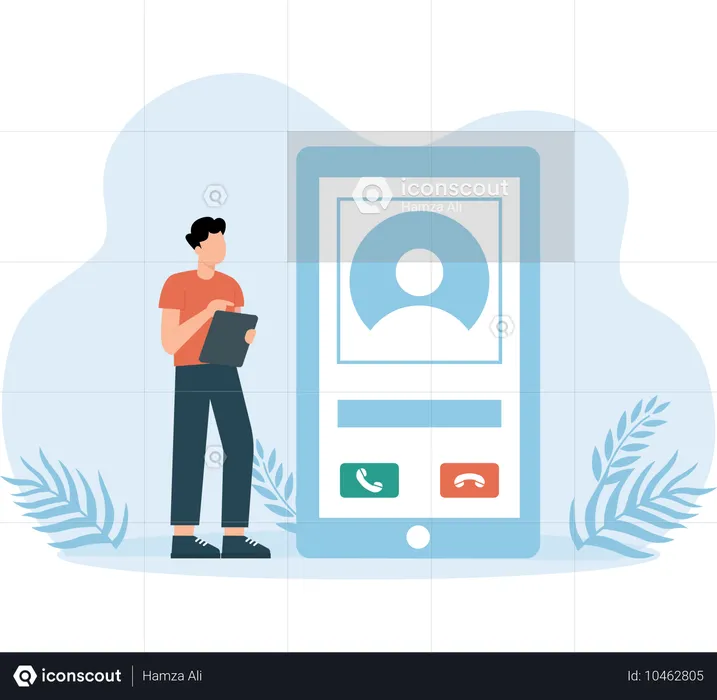 Man with incoming call  Illustration