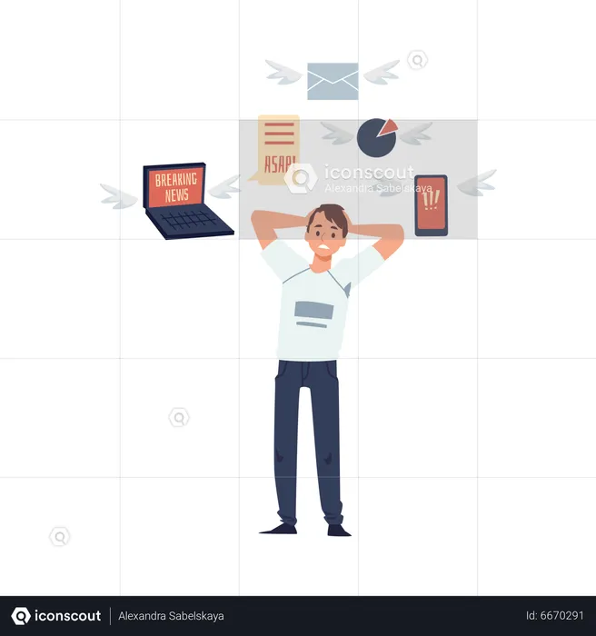 Man with information overloading  Illustration