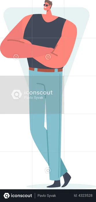 Man with Inverted Triangle Body Shape Posing  Illustration