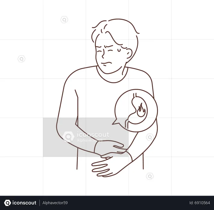 Man with kidney infection  Illustration