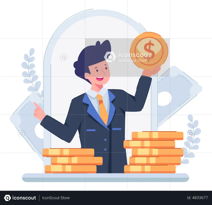 Man with loan money  Illustration