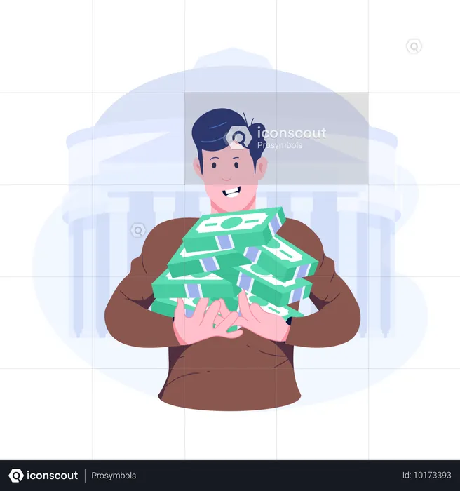 Man with loan money  Illustration