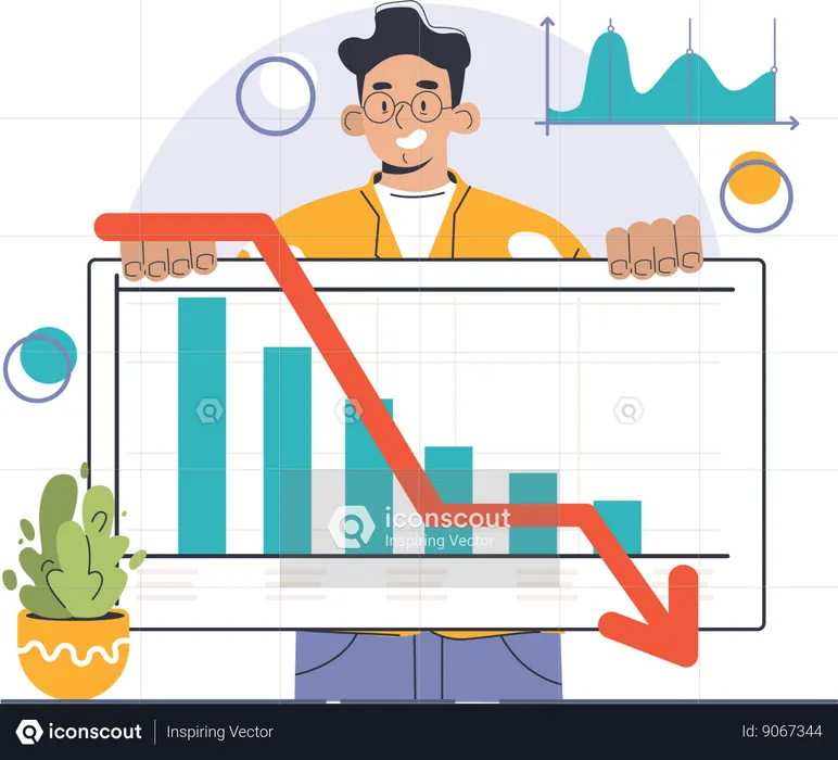 Man with loss analysis  Illustration