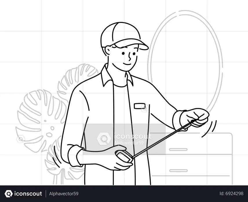 Man with measurement tAPE  Illustration
