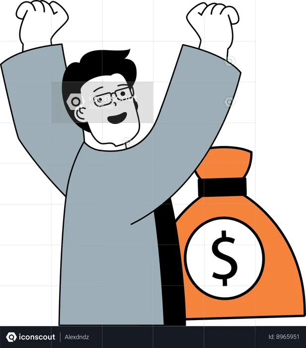 Man with money bag  Illustration