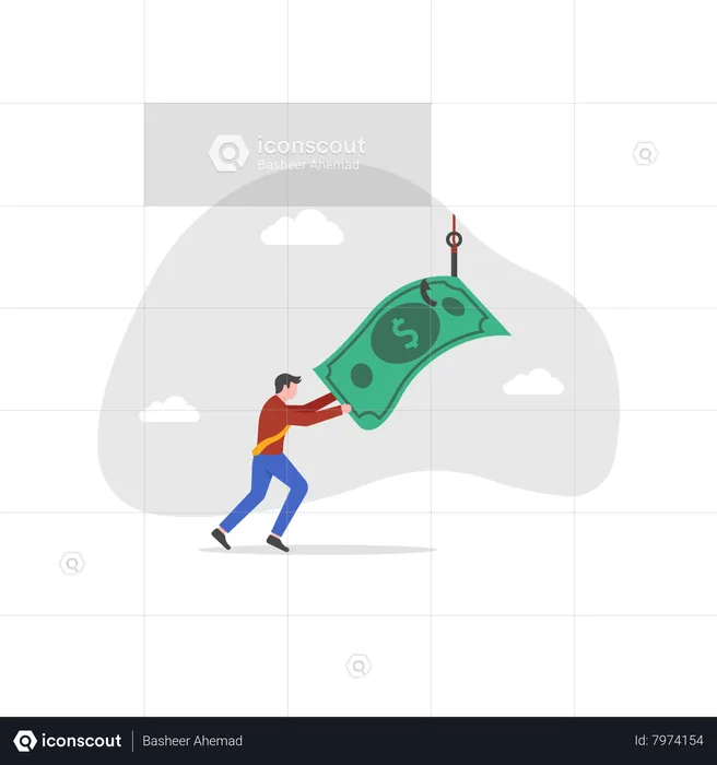 Man with money fraud  Illustration