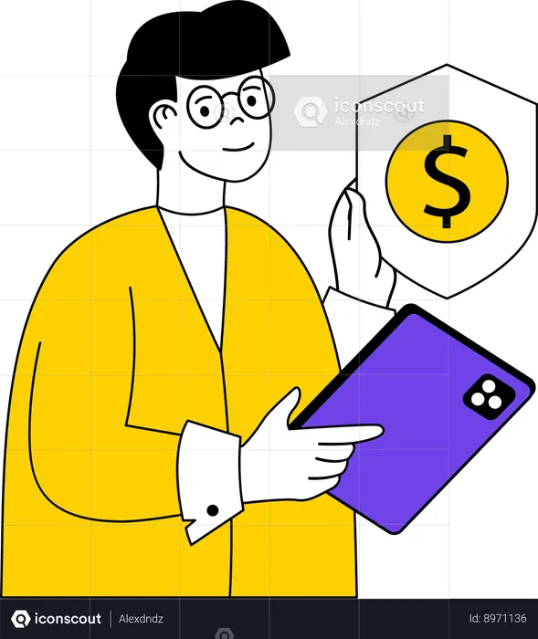 Man with money security  Illustration