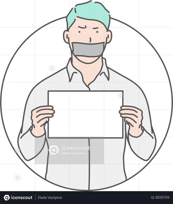 Man With Mouth Shut  Illustration