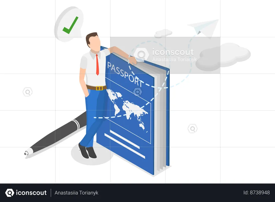 Man with National Identification Card  Illustration