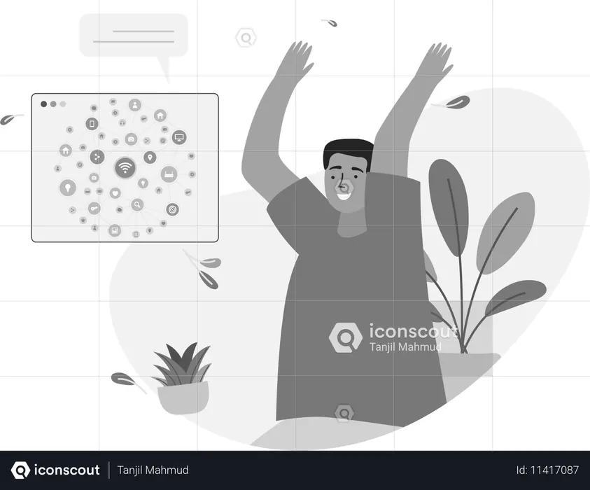 Man With Networking Platforms  Illustration