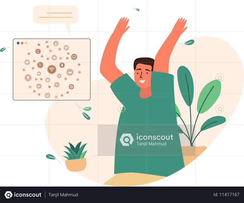 Man With Networking Platforms  Illustration