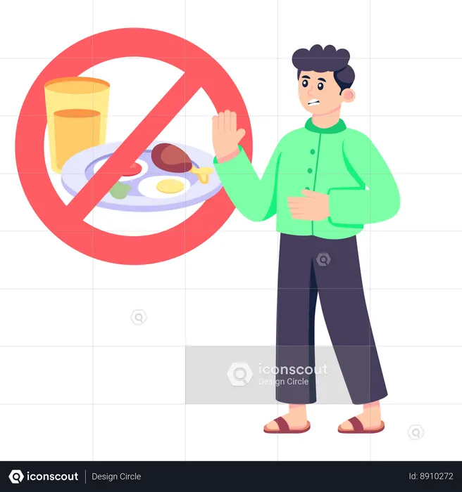 Man with No Eating  Illustration