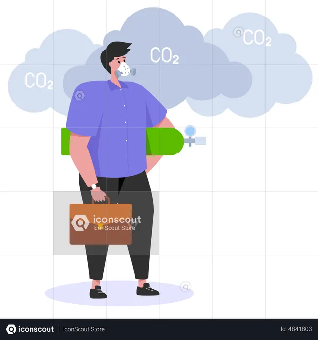 Man with oxygen mask  Illustration