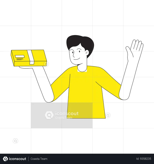 Man with package box  Illustration