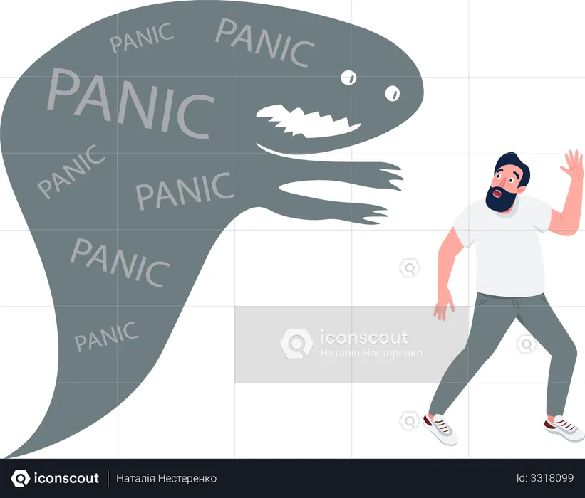 Man with panic attack  Illustration