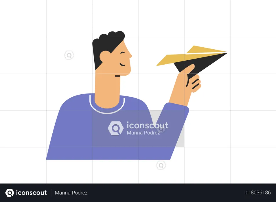 Man with paper airplane  Illustration