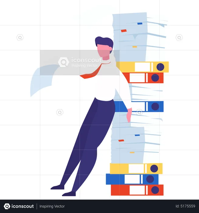 Man with paperwork load  Illustration