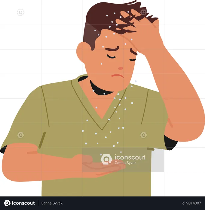 Man With Persistent Dandruff Issues Exhibits Flaky Scalp  Illustration