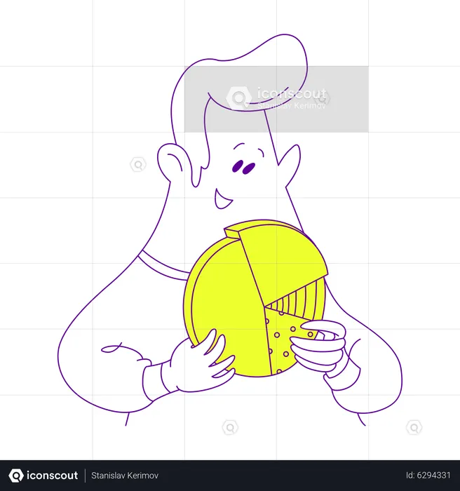 Man with pie chart  Illustration