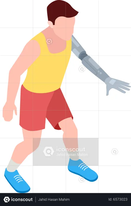 Man with prosthetic hand  Illustration