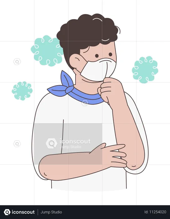 Man with Protective Medical Mask for Prevent Virus  Illustration