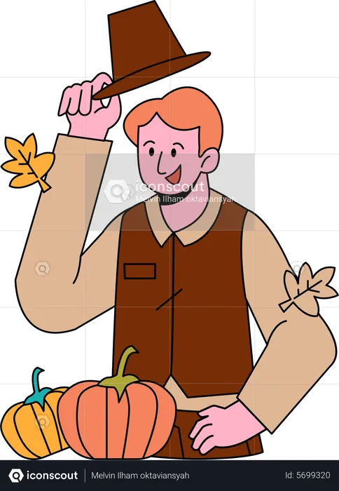 Man with Pumpkin  Illustration