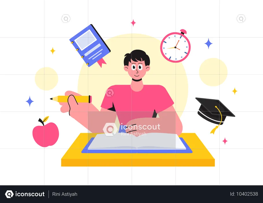 Man with Reading Hobby  Illustration