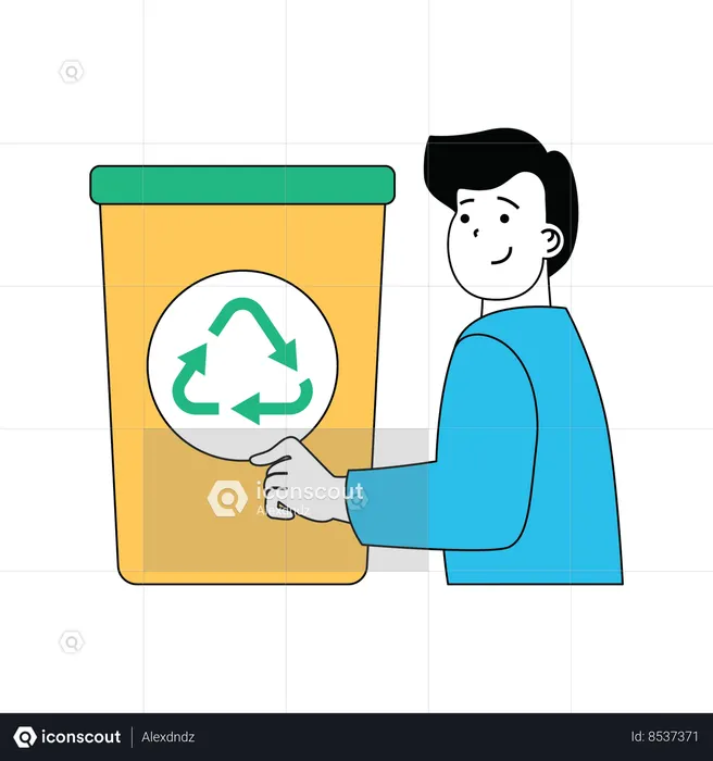 Man with recycle bin  Illustration