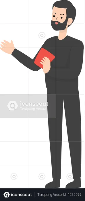 Man With Red Card  Illustration