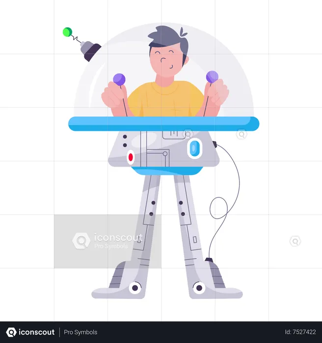 Man with robotic legs  Illustration