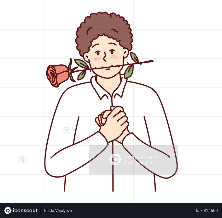 Man with rose propose someone  Illustration