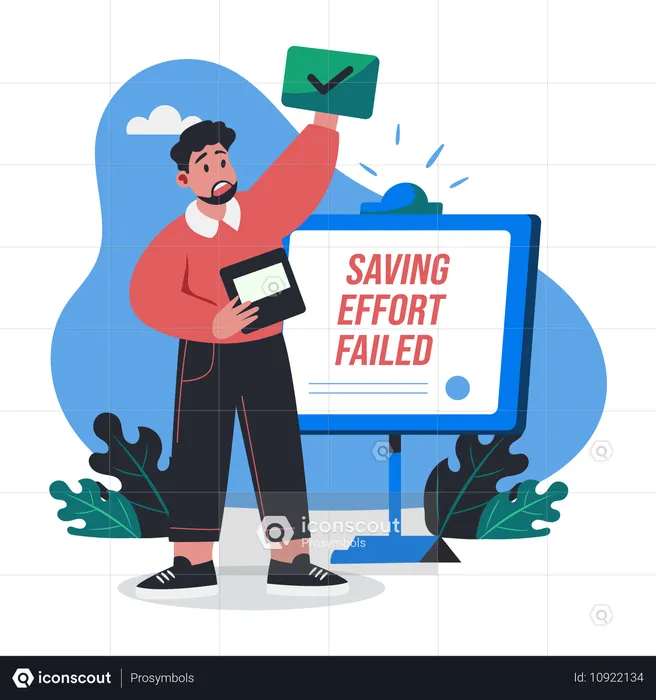 Man with Saving Effort failed  Illustration