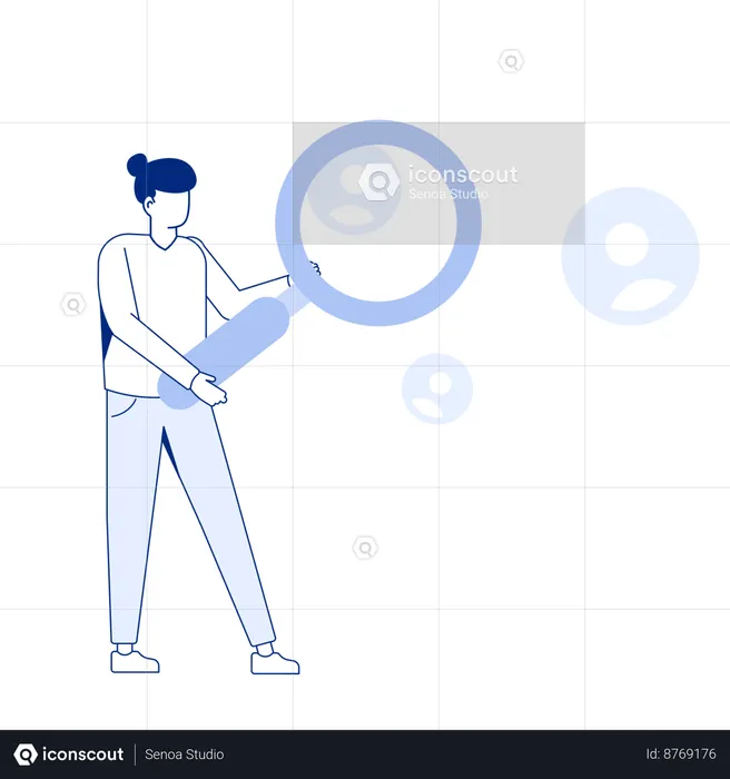 Man with search tool  Illustration