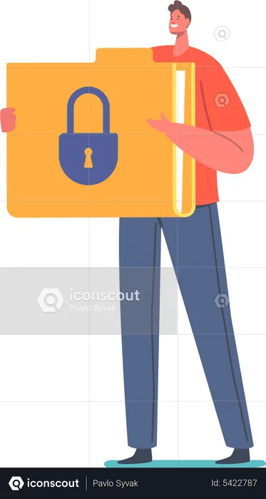 Man with secure folder  Illustration