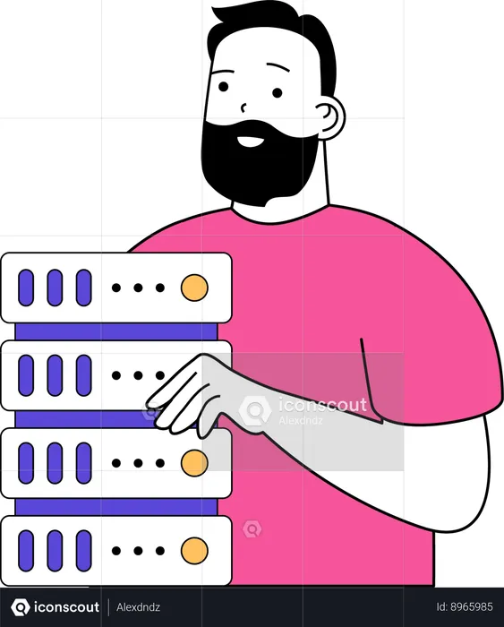 Man with server  Illustration