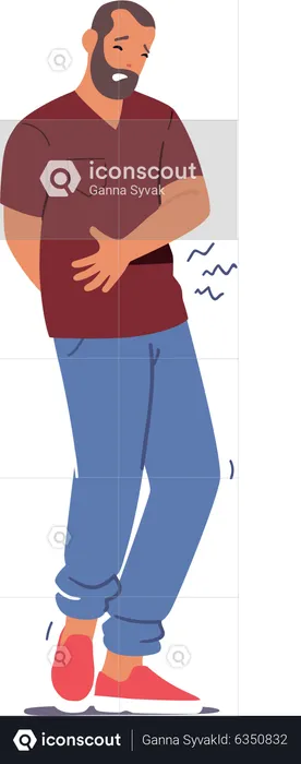 Man with severe bellyache  Illustration