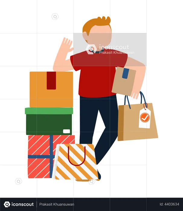 Man with shopping bag  Illustration