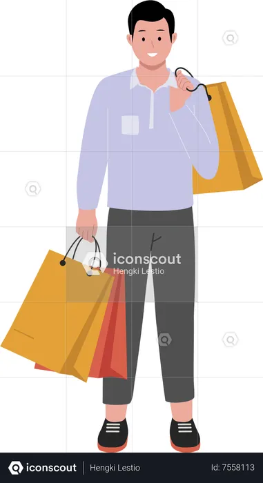 Man With Shopping Bag  Illustration