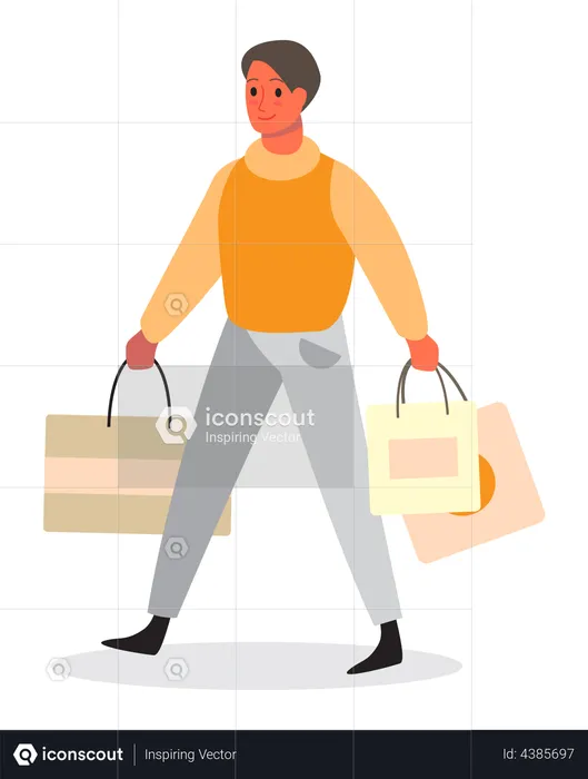 Man with shopping bags  Illustration