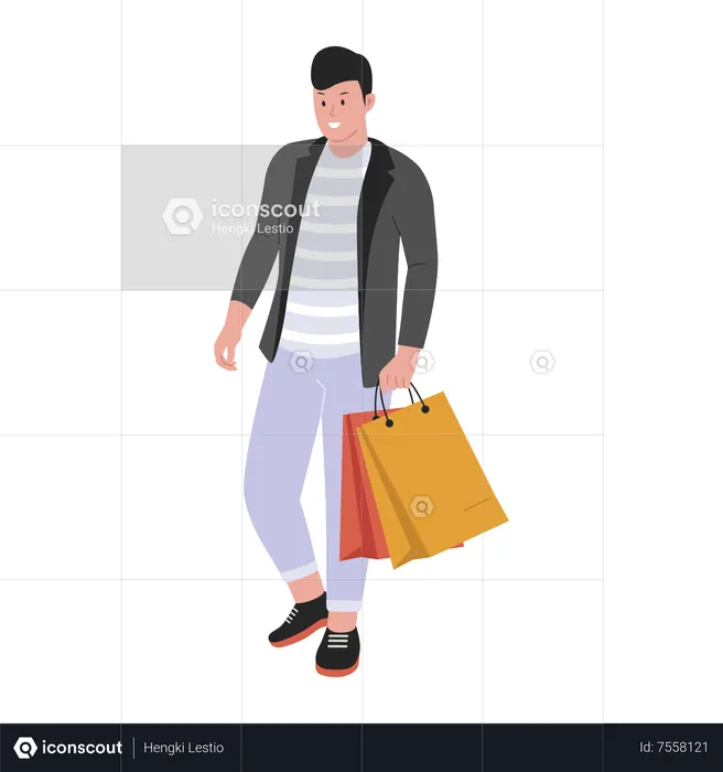 Man With Shopping Bags  Illustration
