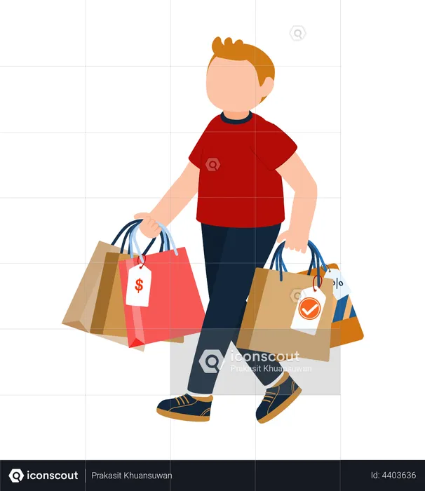 Man with shopping bags  Illustration