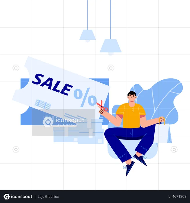 Man with shopping coupon  Illustration