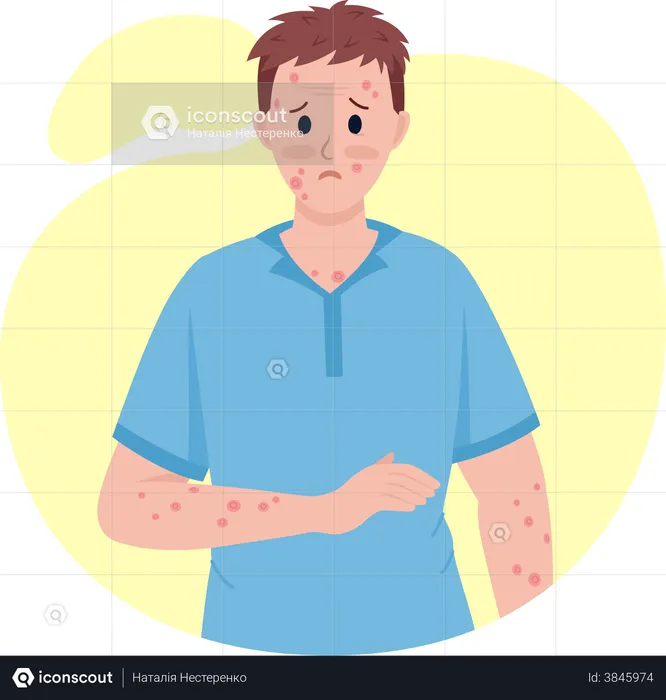 Man with skin rash  Illustration